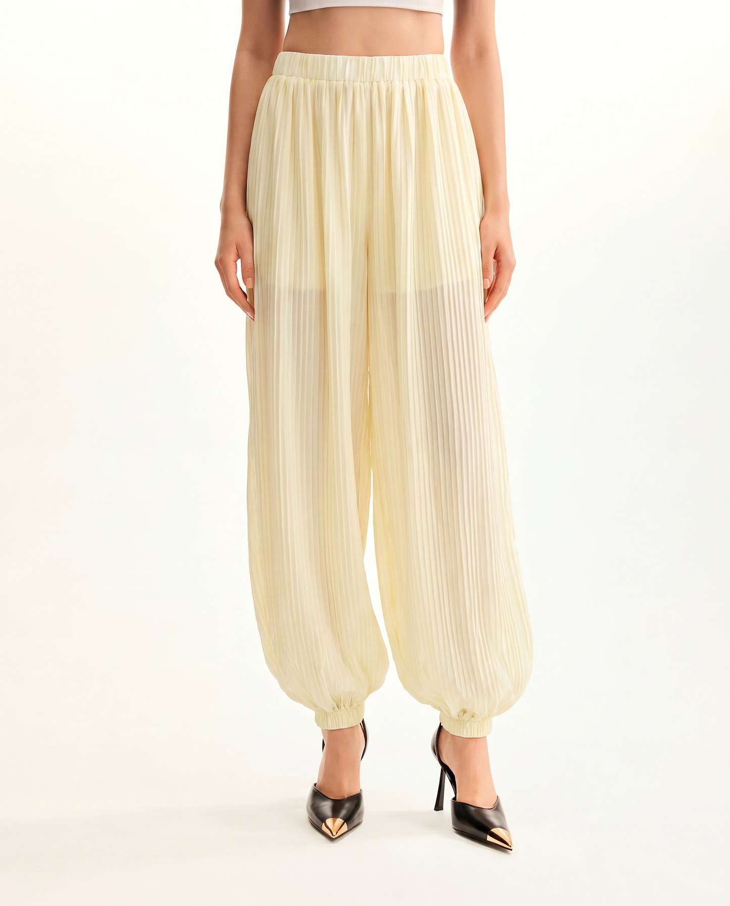 Butter Yellow Sheer Balloon Pants - image 4
