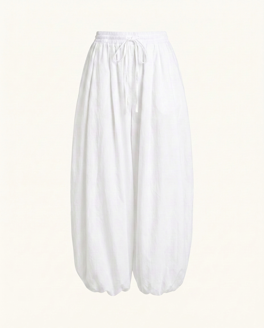 White Draped Balloon Pants - image 1