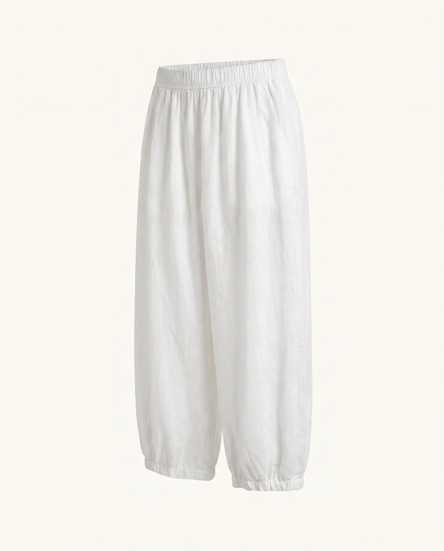 White Elastic Hem Balloon Pants - image 1