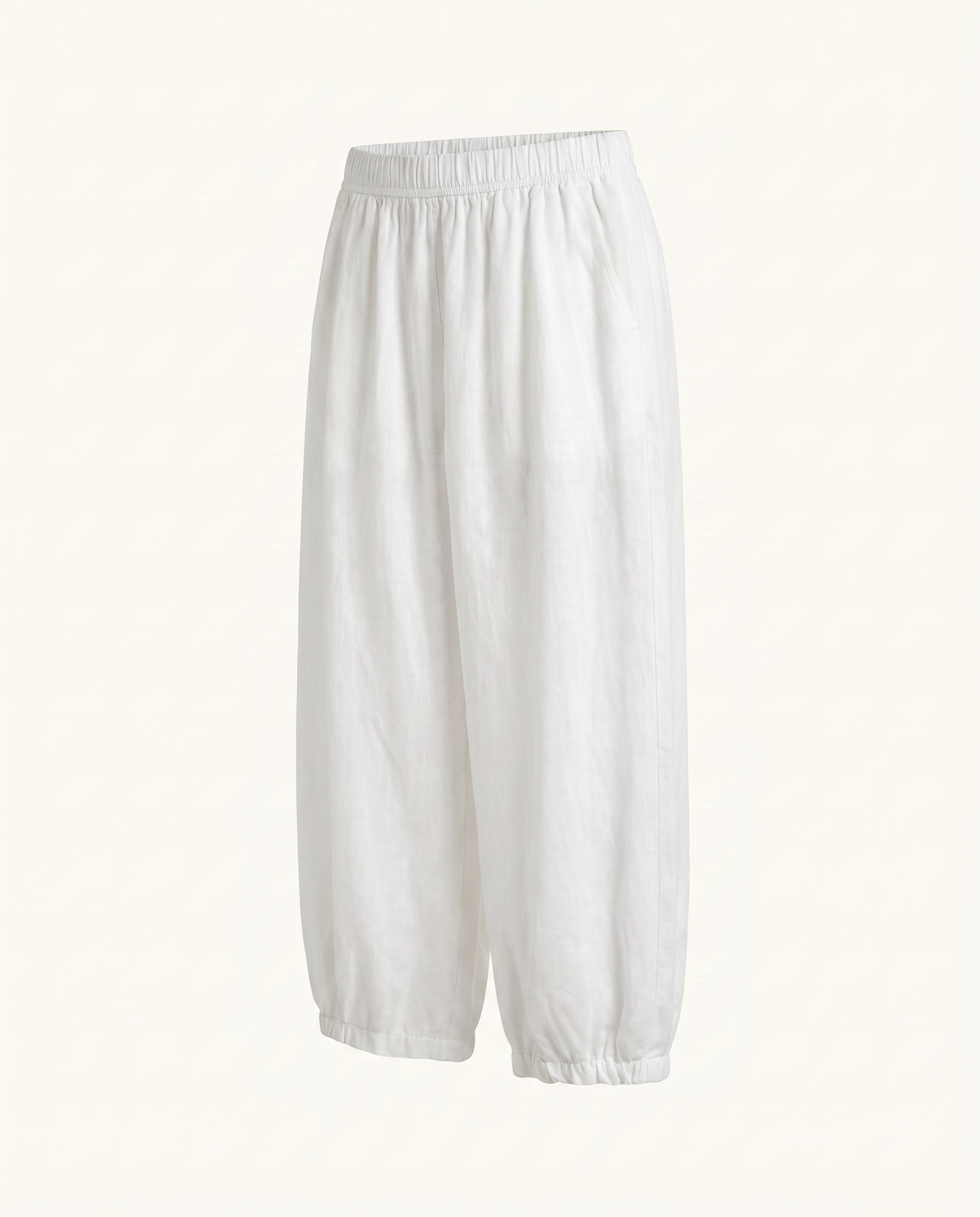 White Elastic Hem Balloon Pants - image 1