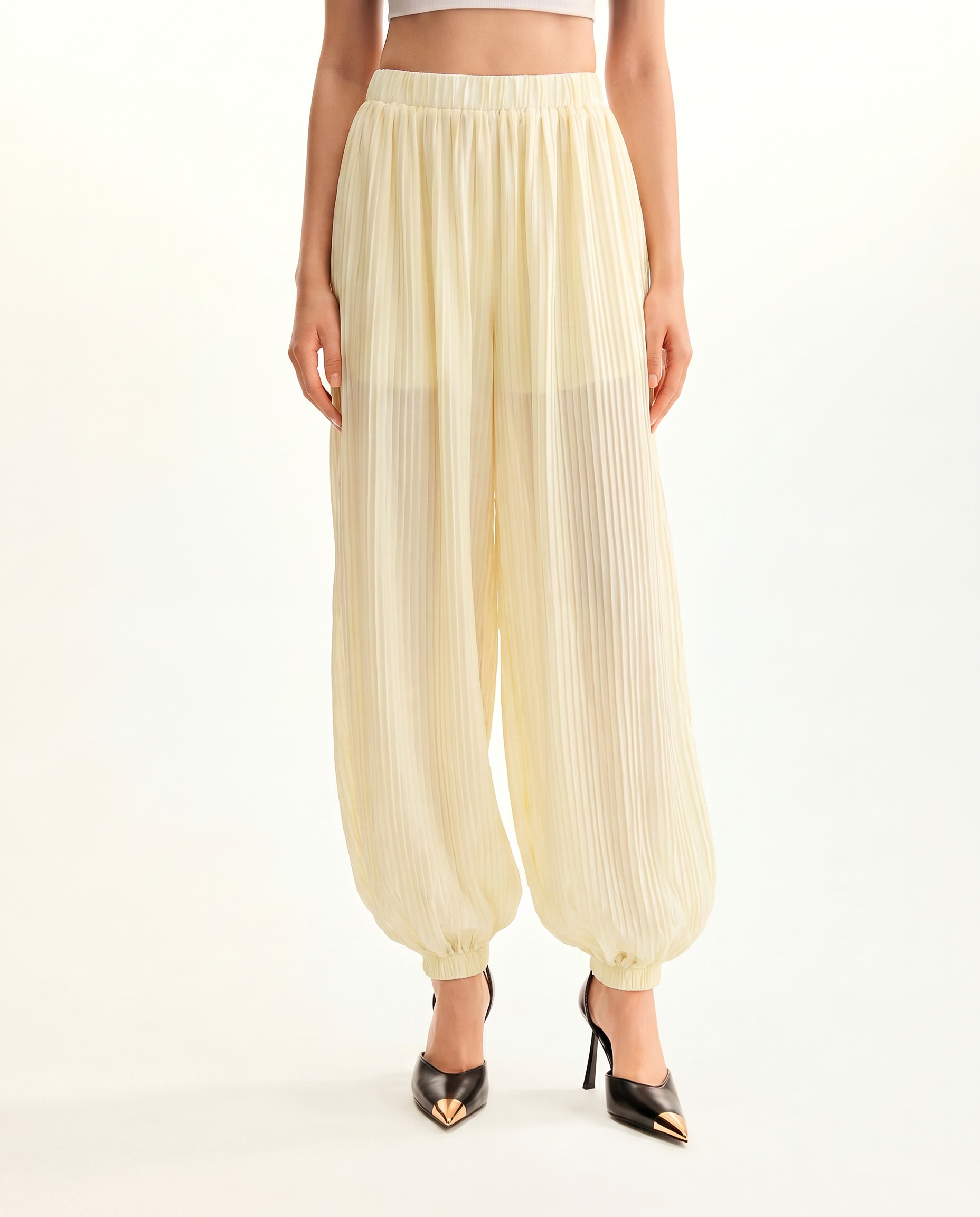 Butter Yellow Sheer Balloon Pants - image 4