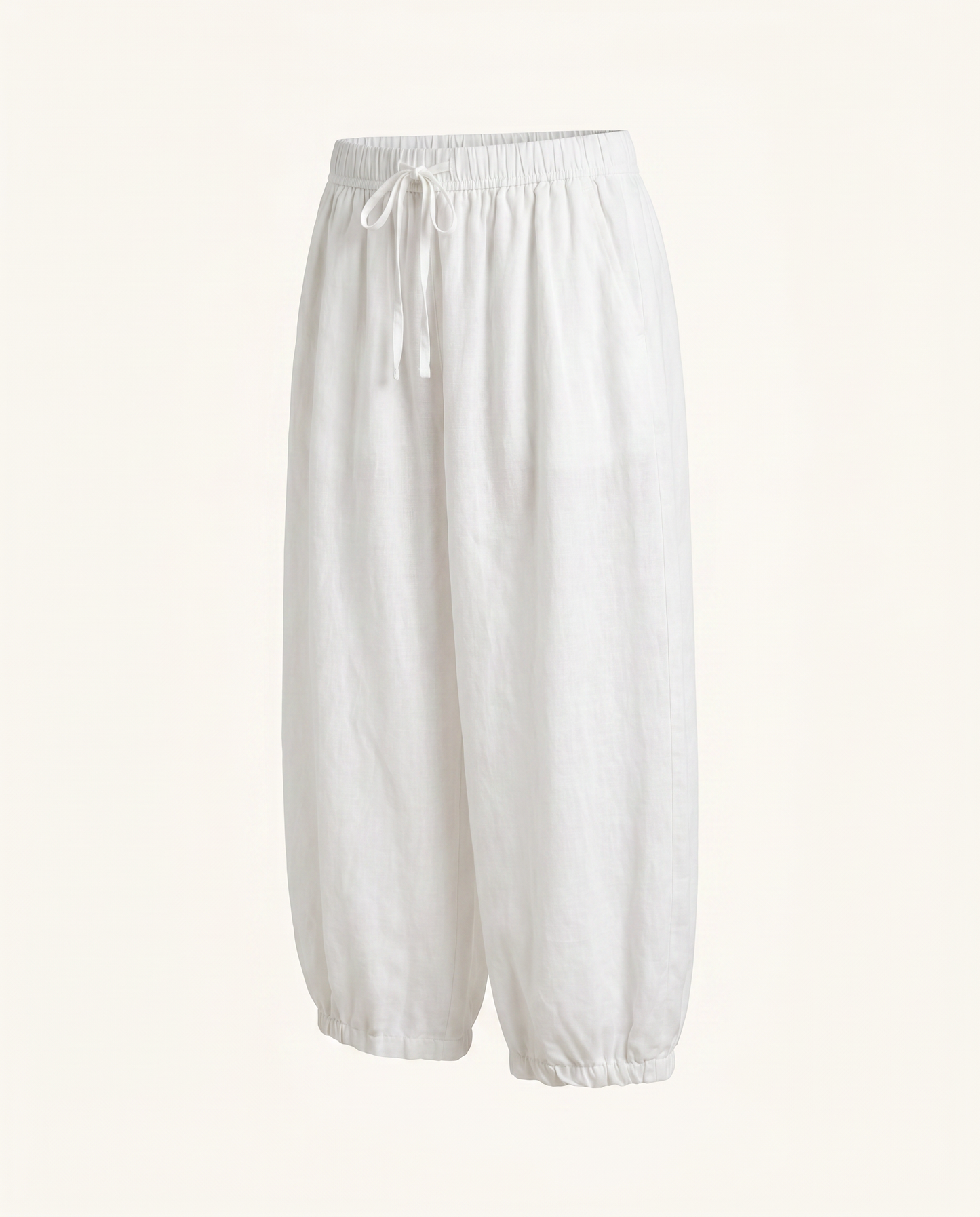 White Draped Balloon Pants - image 2