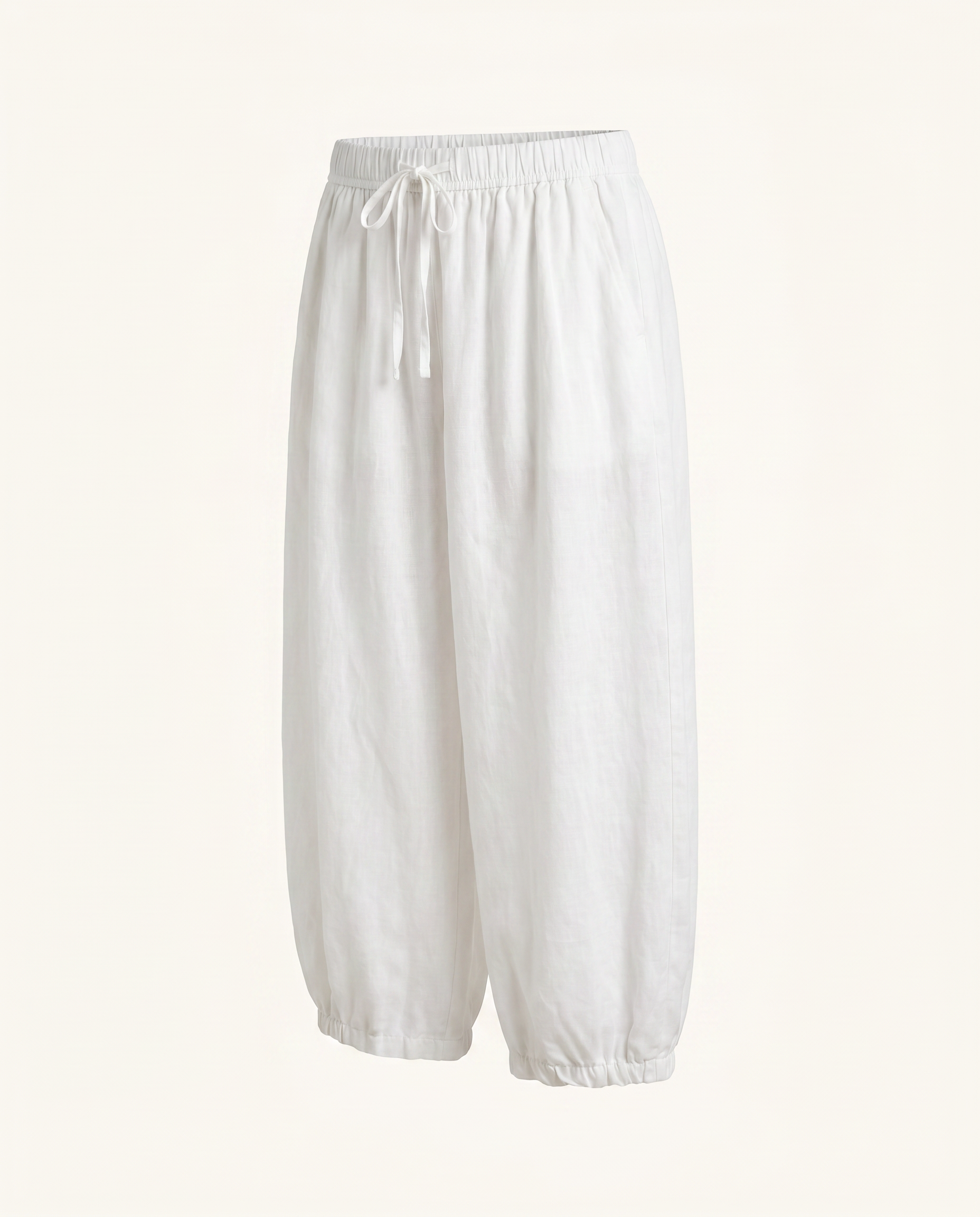 White Draped Balloon Pants - image 2