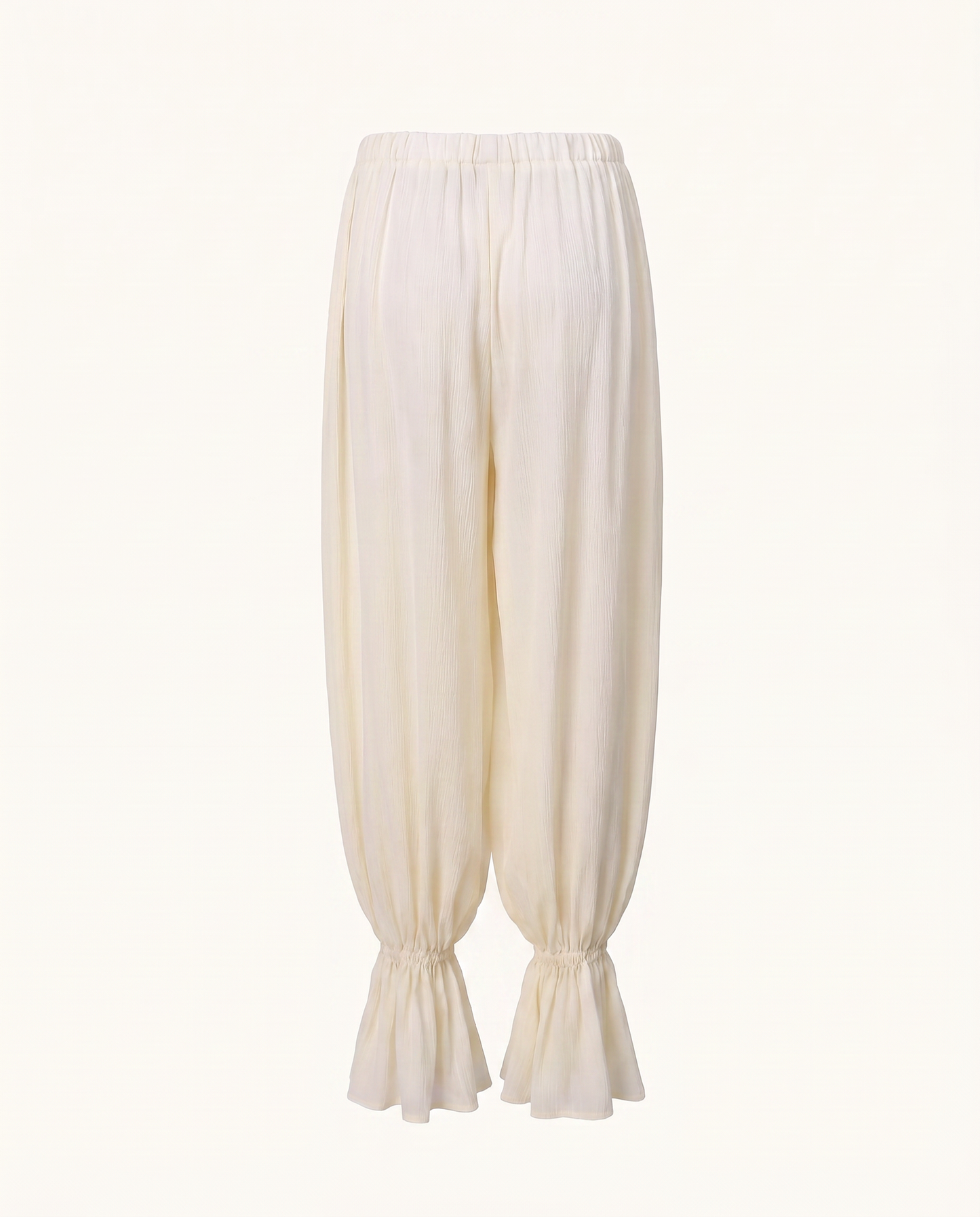 Cream Ruffle Hem Balloon Pants - image 2