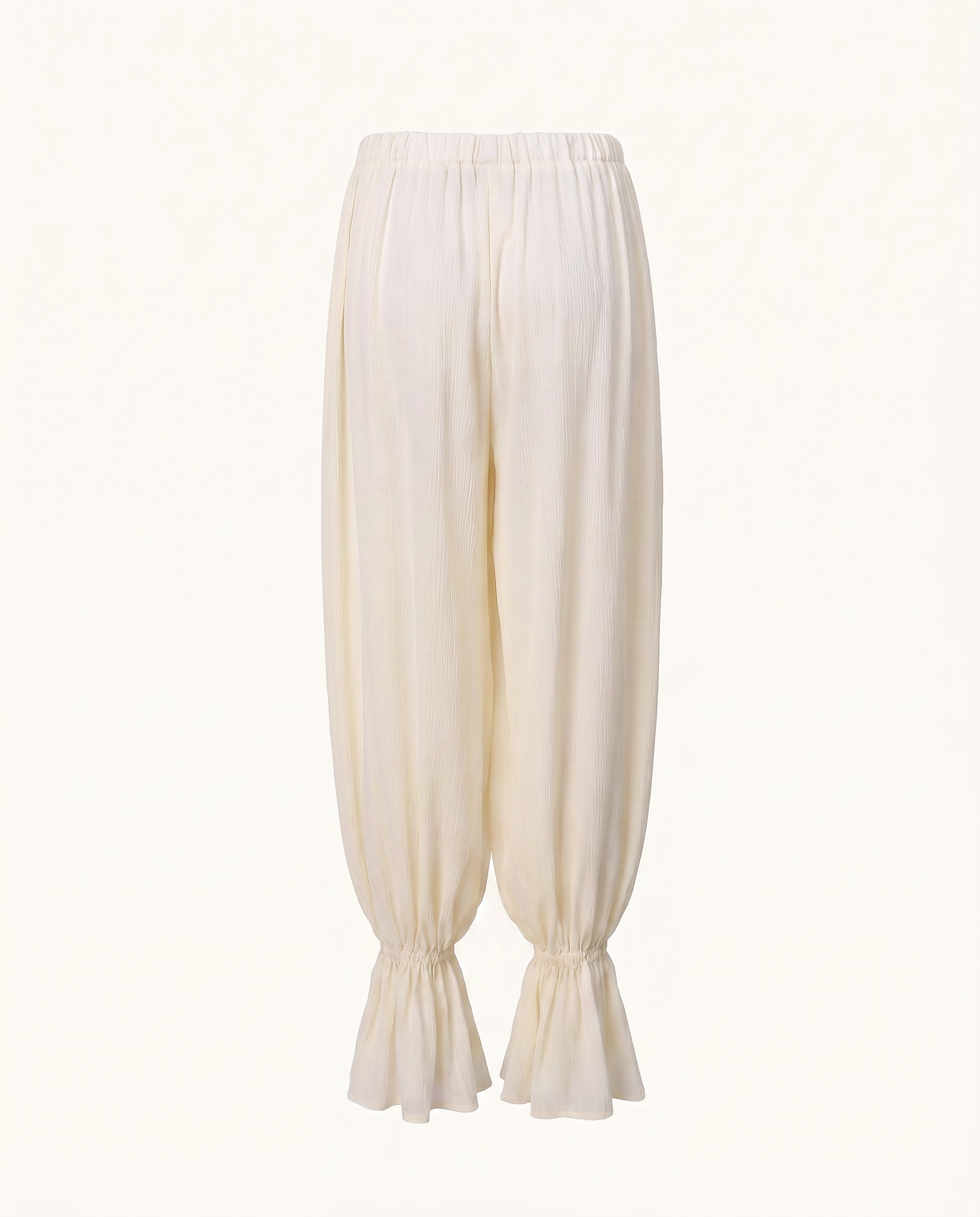 Cream Ruffle Hem Balloon Pants - image 2