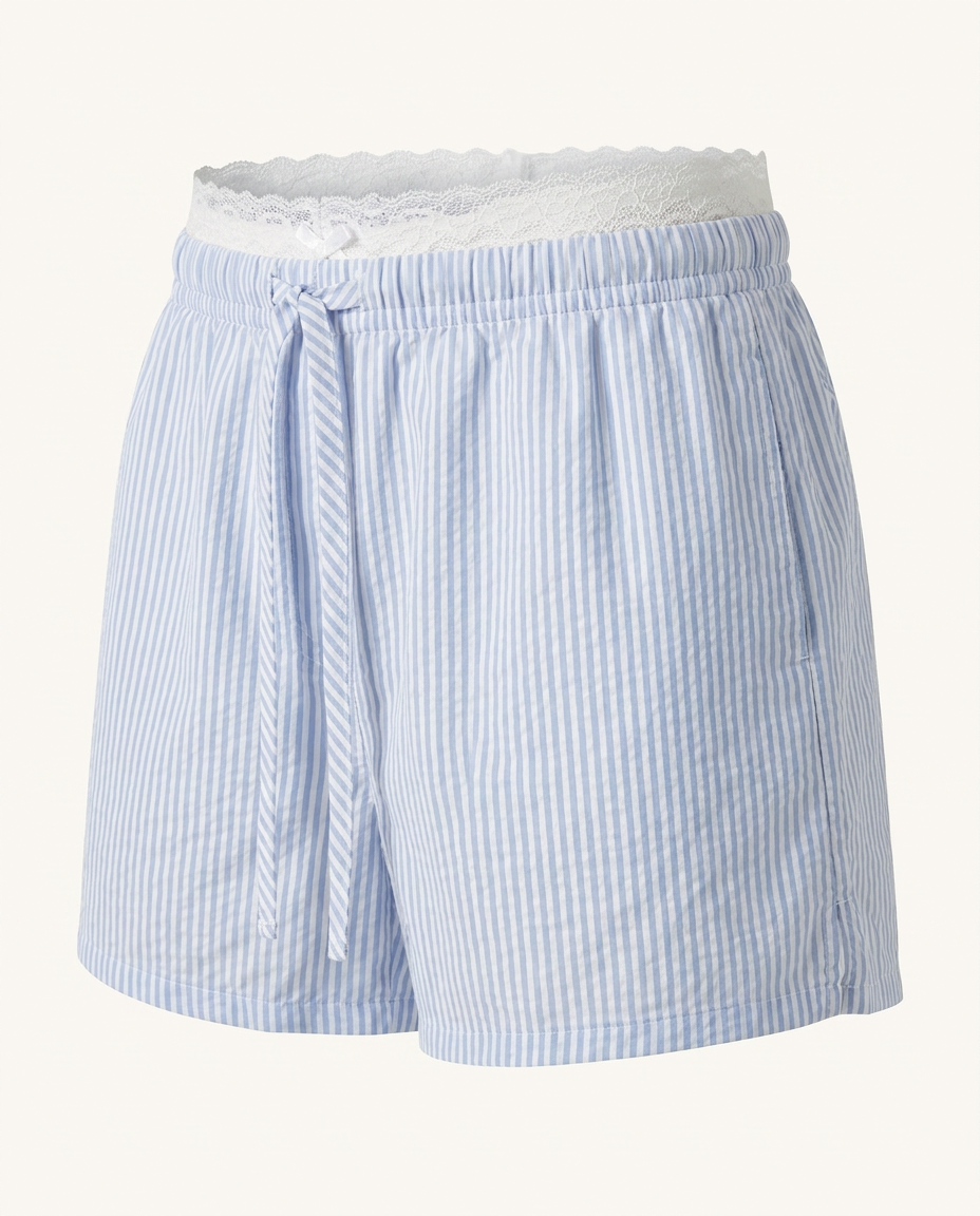 Light Blue Striped Shorts - image 1