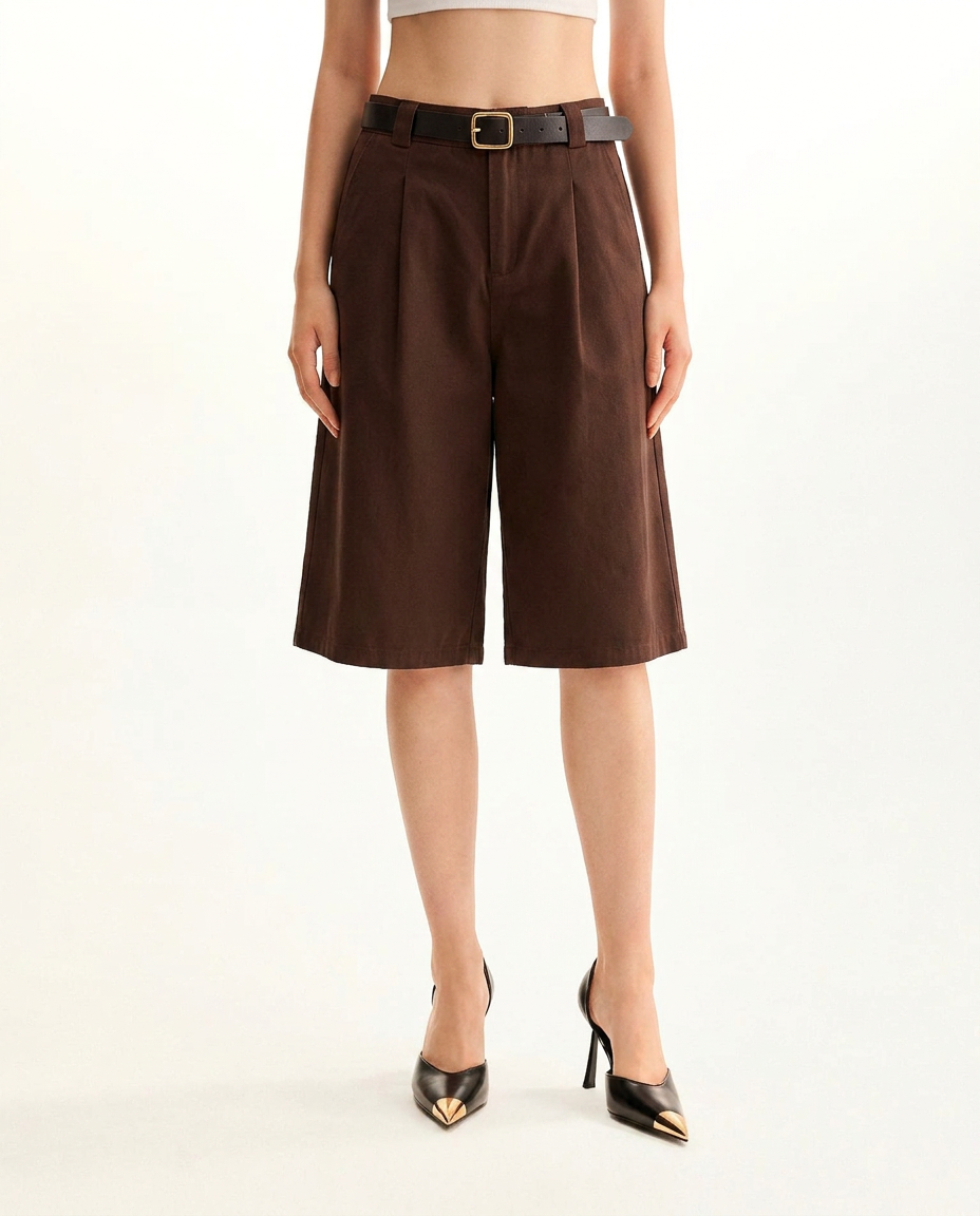 Brown Tailored Bermuda Shorts - image 4