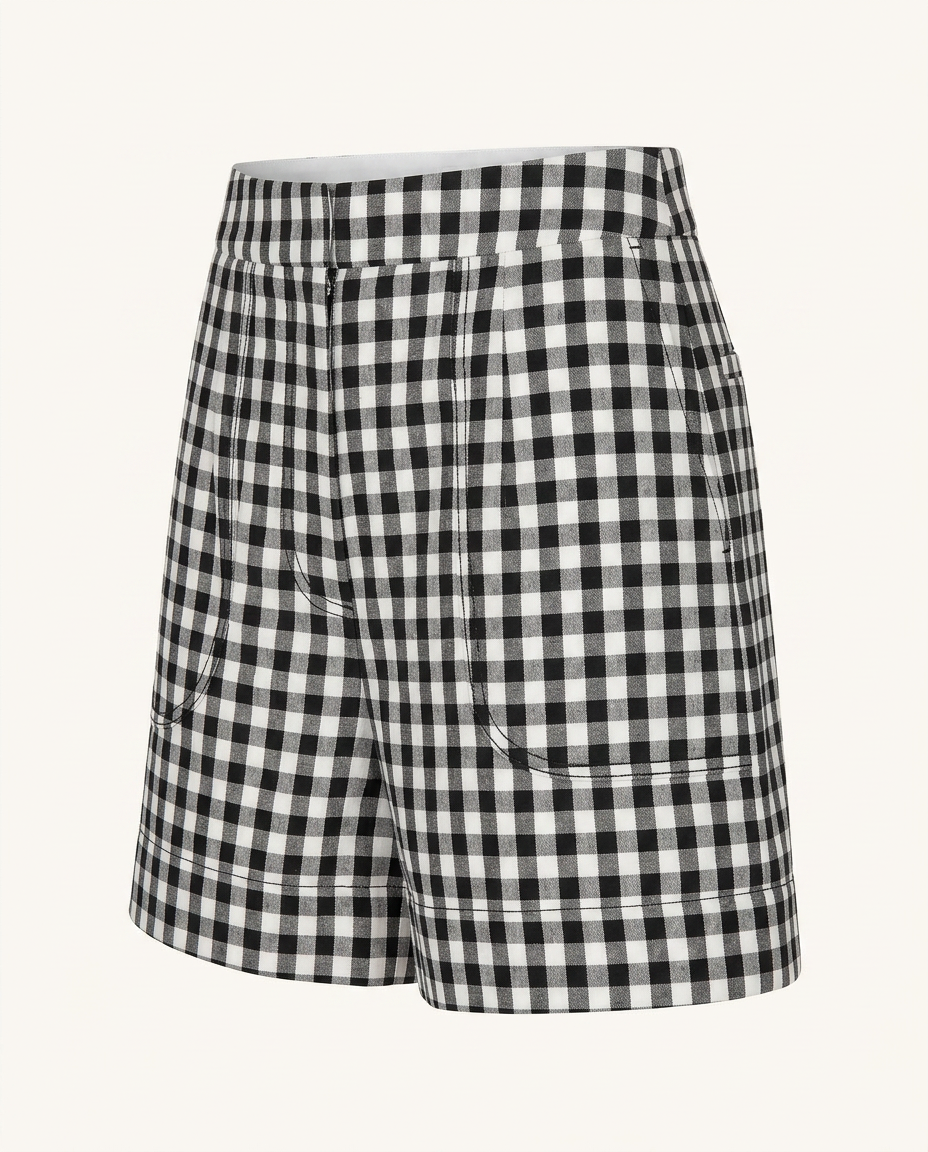 Black Gingham Shorts - image 3