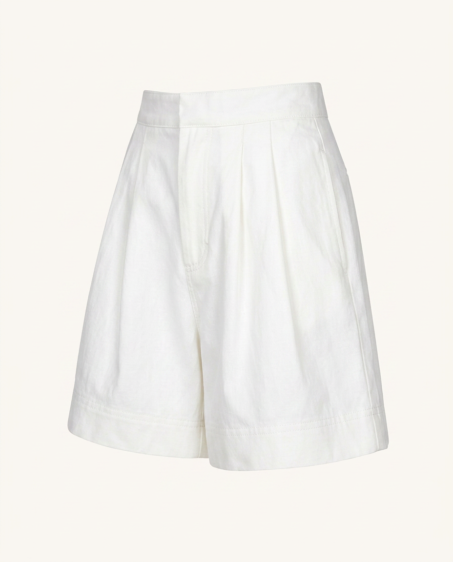 White Pleated Bermuda Shorts - image 1