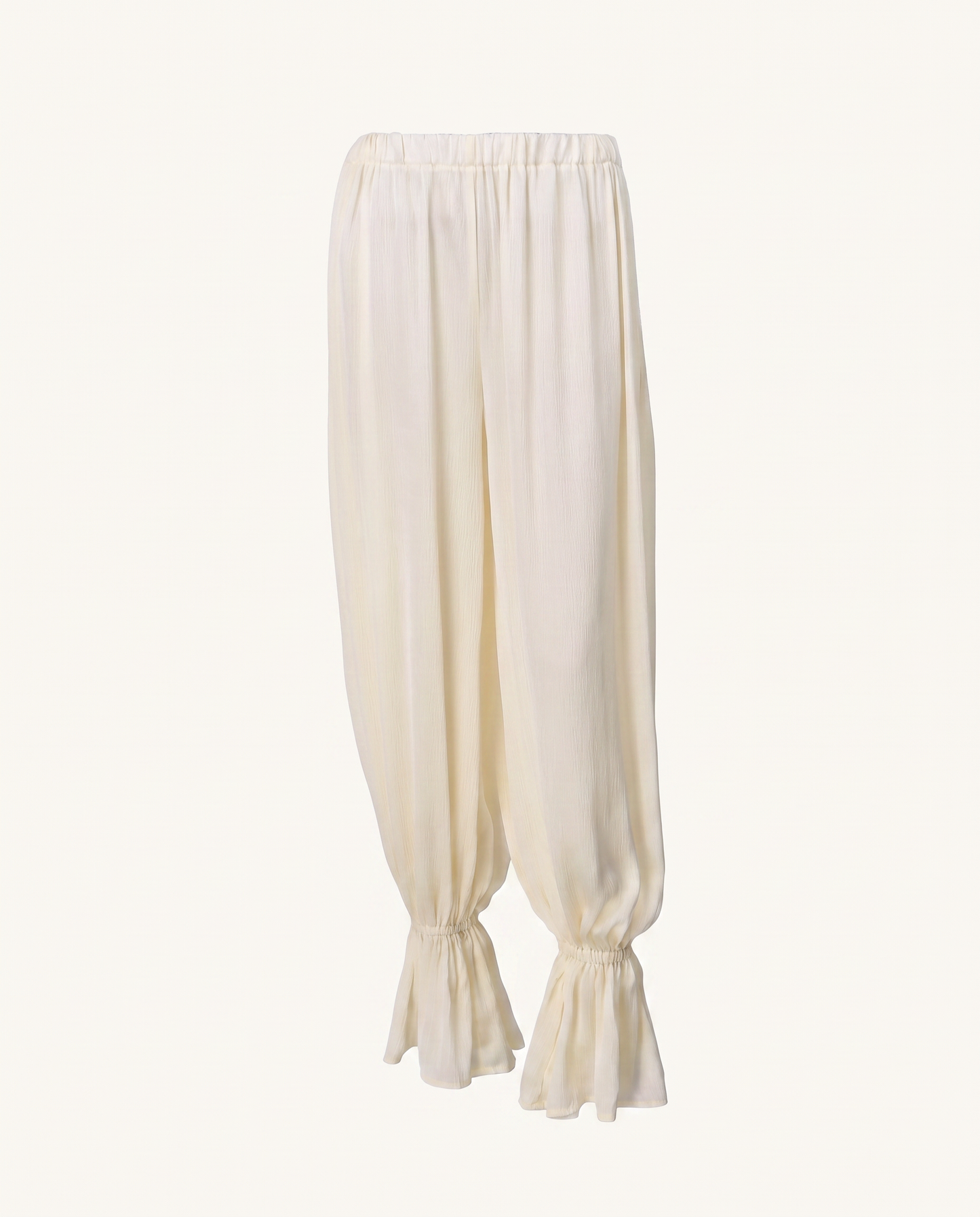Cream Ruffle Hem Balloon Pants - image 4