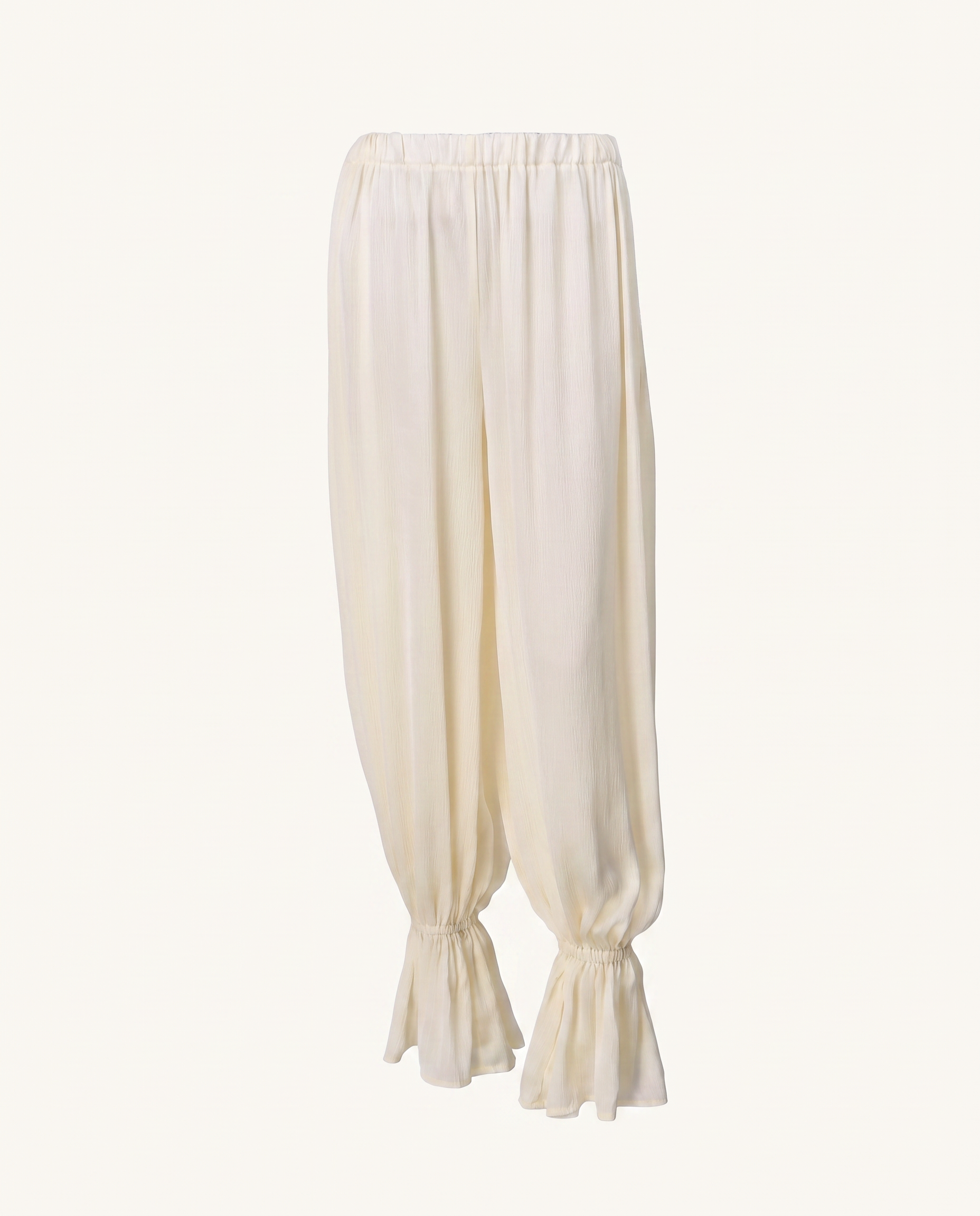 Cream Ruffle Hem Balloon Pants - image 4