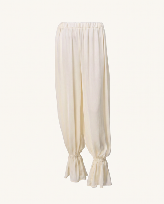 Cream Ruffle Hem Balloon Pants - image 4