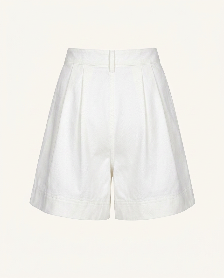 White Pleated Bermuda Shorts - image 2