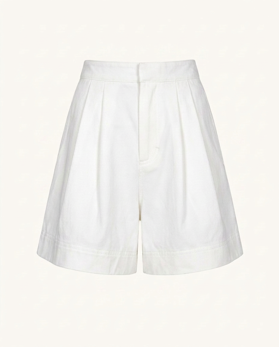 White Pleated Bermuda Shorts - image 3