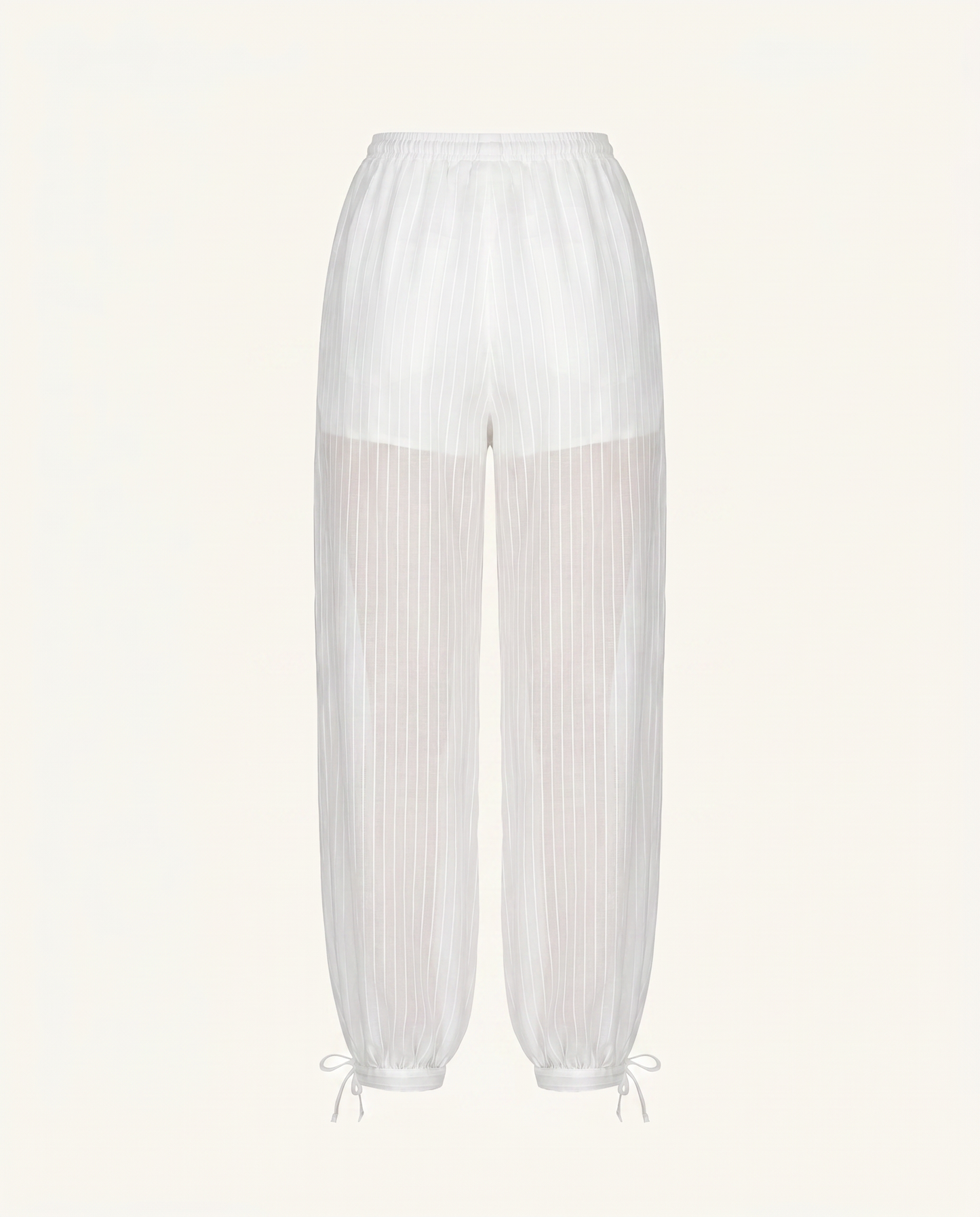 White Striped Sheer Balloon Pants - image 2