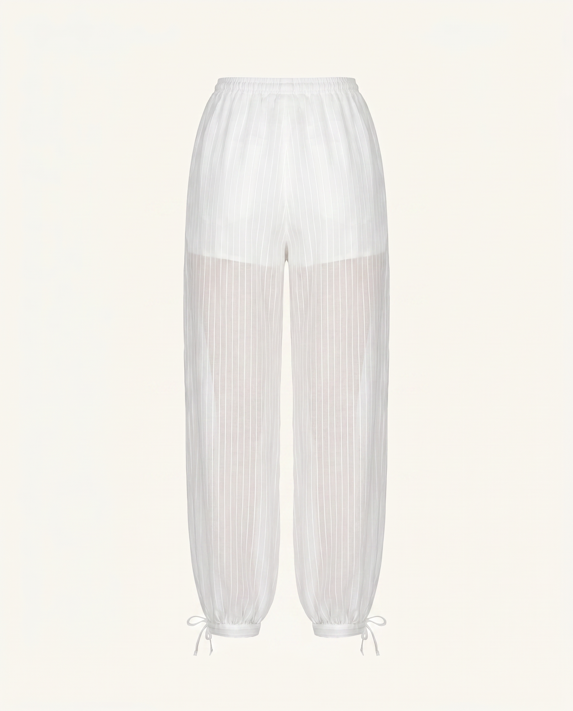 White Striped Sheer Balloon Pants - image 2