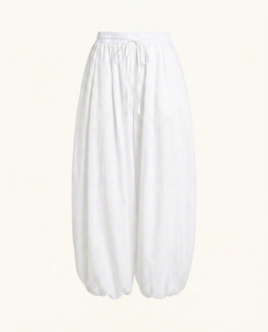 White Draped Balloon Pants - image 1