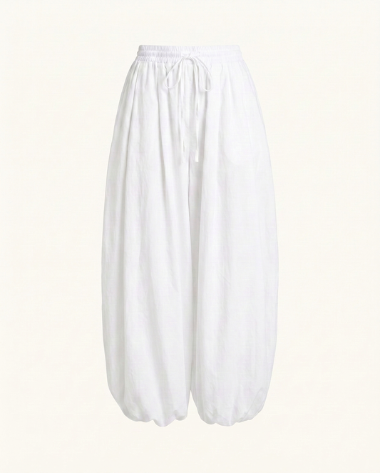 White Draped Balloon Pants - image 1
