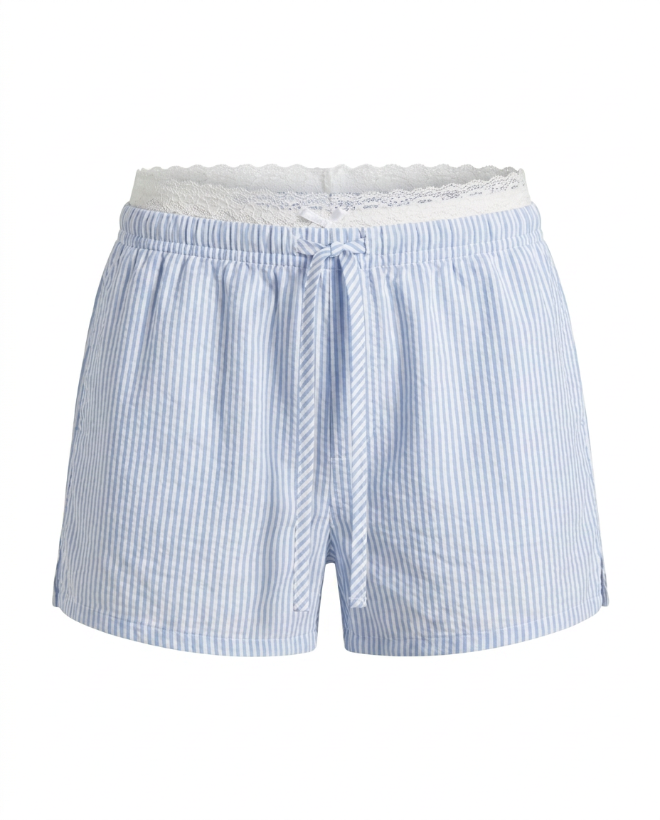 Light Blue Striped Shorts - image 4