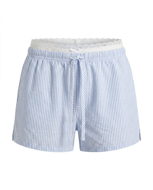 Light Blue Striped Shorts - image 4