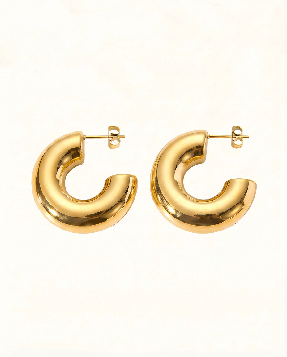 Seraphina Chunky Hoop Earrings - Gold