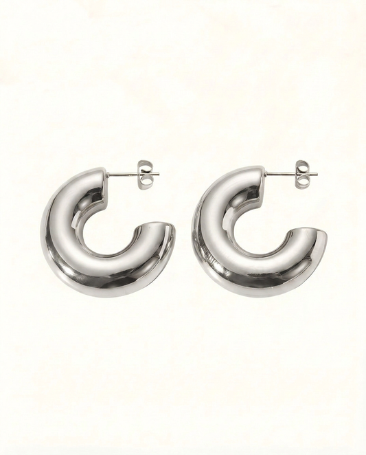 Seraphina Chunky Hoop Earrings - Silver